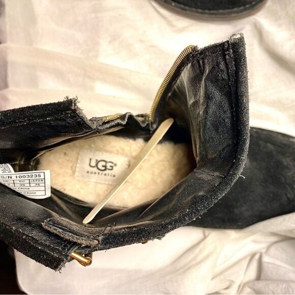 UGG Fabrizia Studded Distressed Black Suede Moto Boots 1003235 Sz 8 - Picture 6 of 13